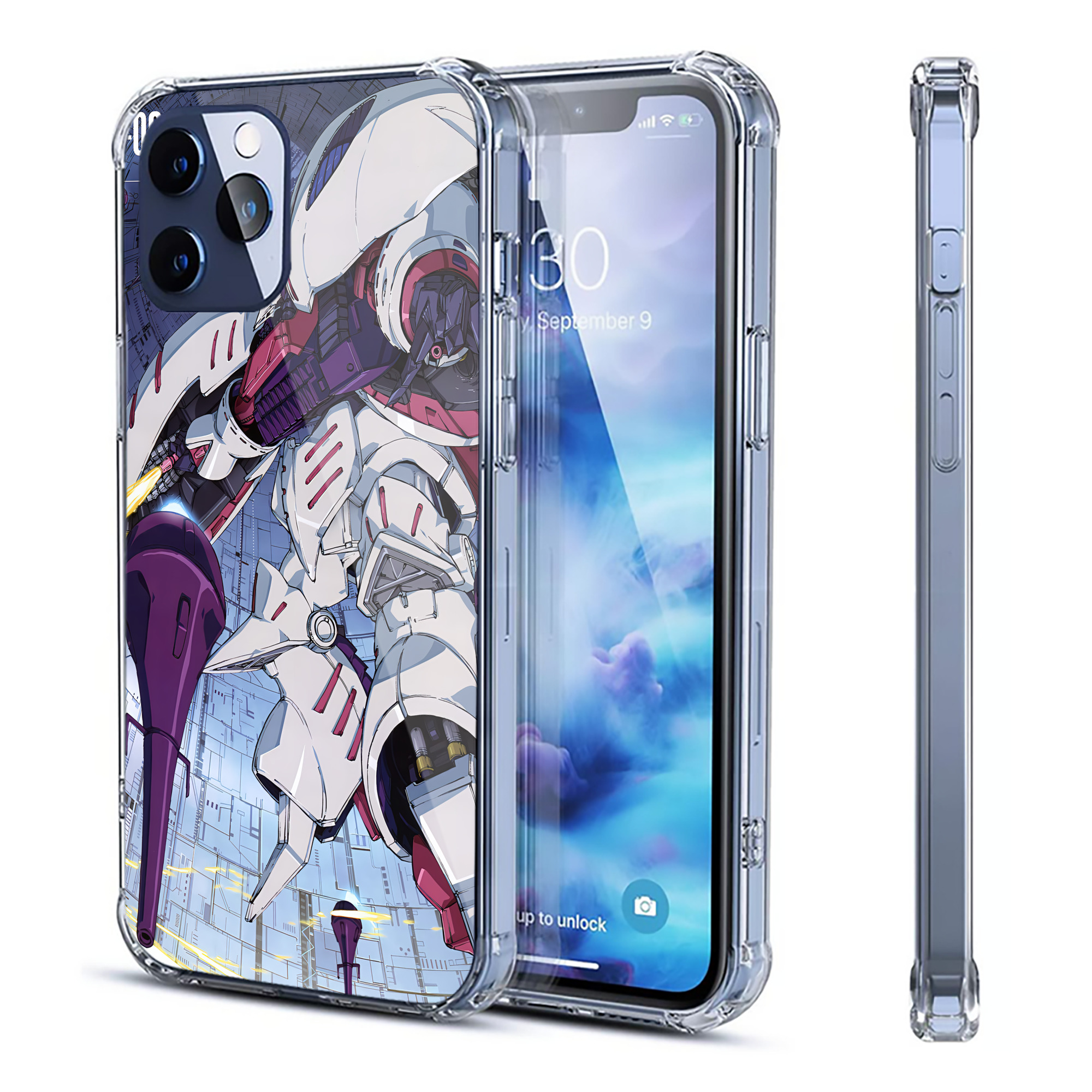 （画像用） 機動戦士ガンダム Mobile Suit Gundam 【iPhone 12シリーズ対応】透明スマホケース（クリアソフトケース）